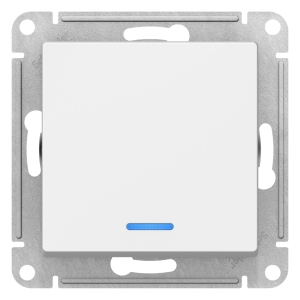 Выключатель 1-клавишный с подсветкой, без рамки, AtlasDesign белый