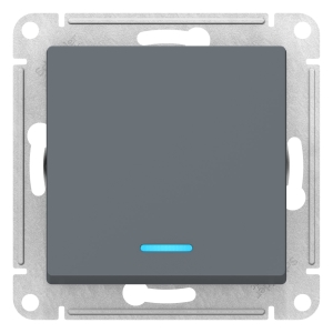 Переключатель проходной 1-клавишный, с подсветкой, без рамки, AtlasDesign грифель