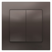 Выключатель 2-клавишный с рамкой, AtlasDesign мокко