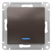 Переключатель проходной 1-клавишный, с подсветкой, без рамки, AtlasDesign мокко