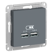 Розетка USB 2-местная, без рамки, AtlasDesign грифель
