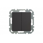 Выключатель 2-клавишный импульсный, пружинные контакты, без рамки, RETRO матовый черный