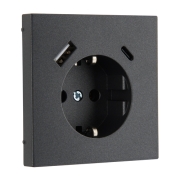 2-местное USB зарядное устройство, 2 порта (тип A+C) 3.4A, без рамки, MODERN антрацит